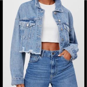 Bershka Denim Jacket Raw Hem